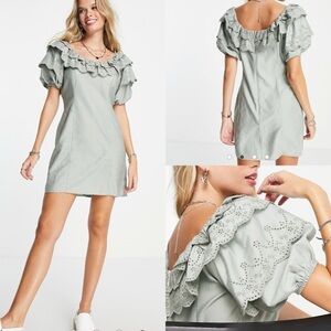 Topshop Broderie Bardot Mini Dress